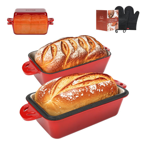 AILITOR pan horno 9x5 con tapa, cocción uniforme para pan y pasteles.