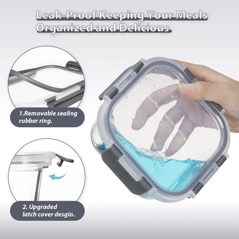 Recipientes de vidrio cuadrados AILTEC 11 oz para snacks y comidas