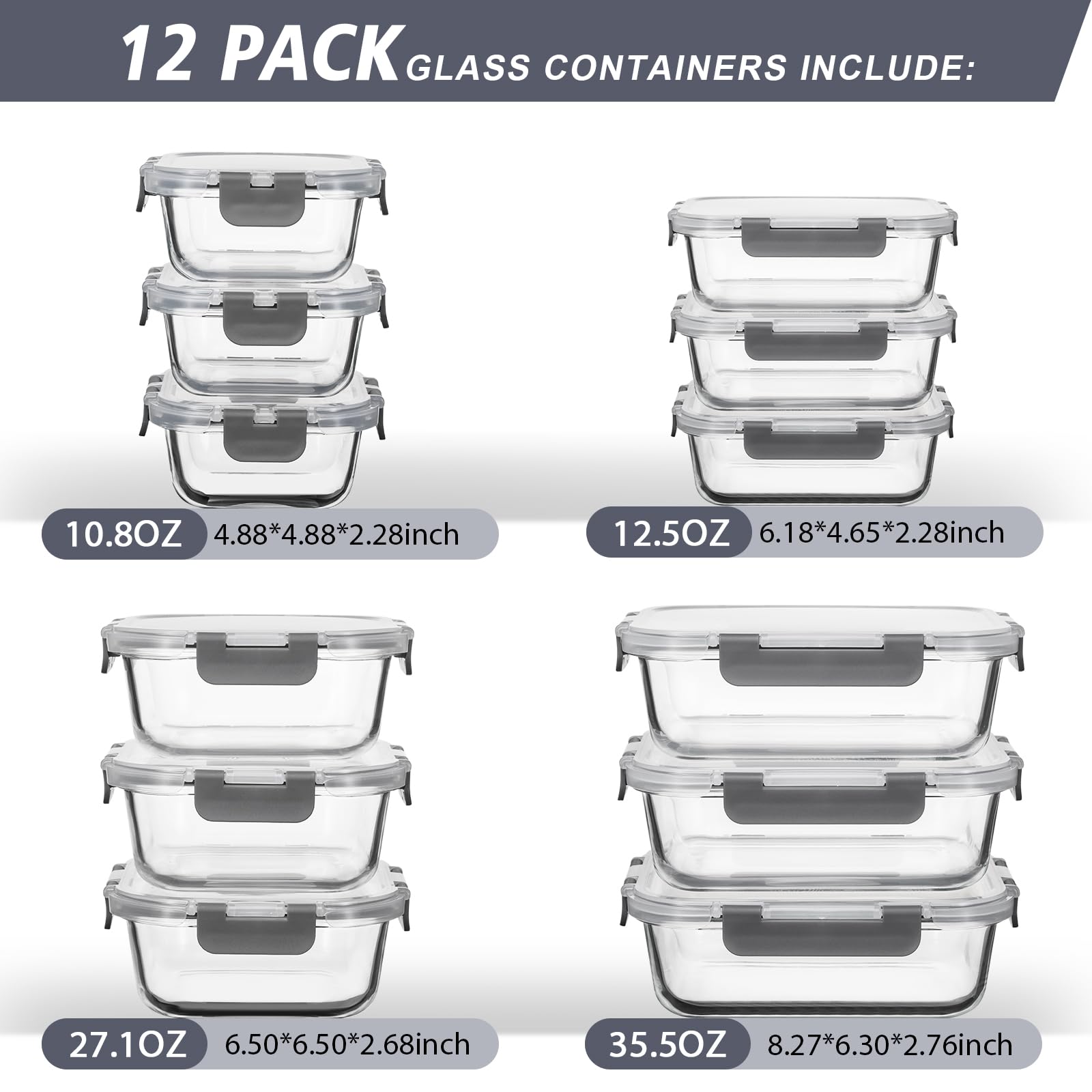 Recipientes de vidrio cuadrados AILTEC 27 oz ideales para porciones