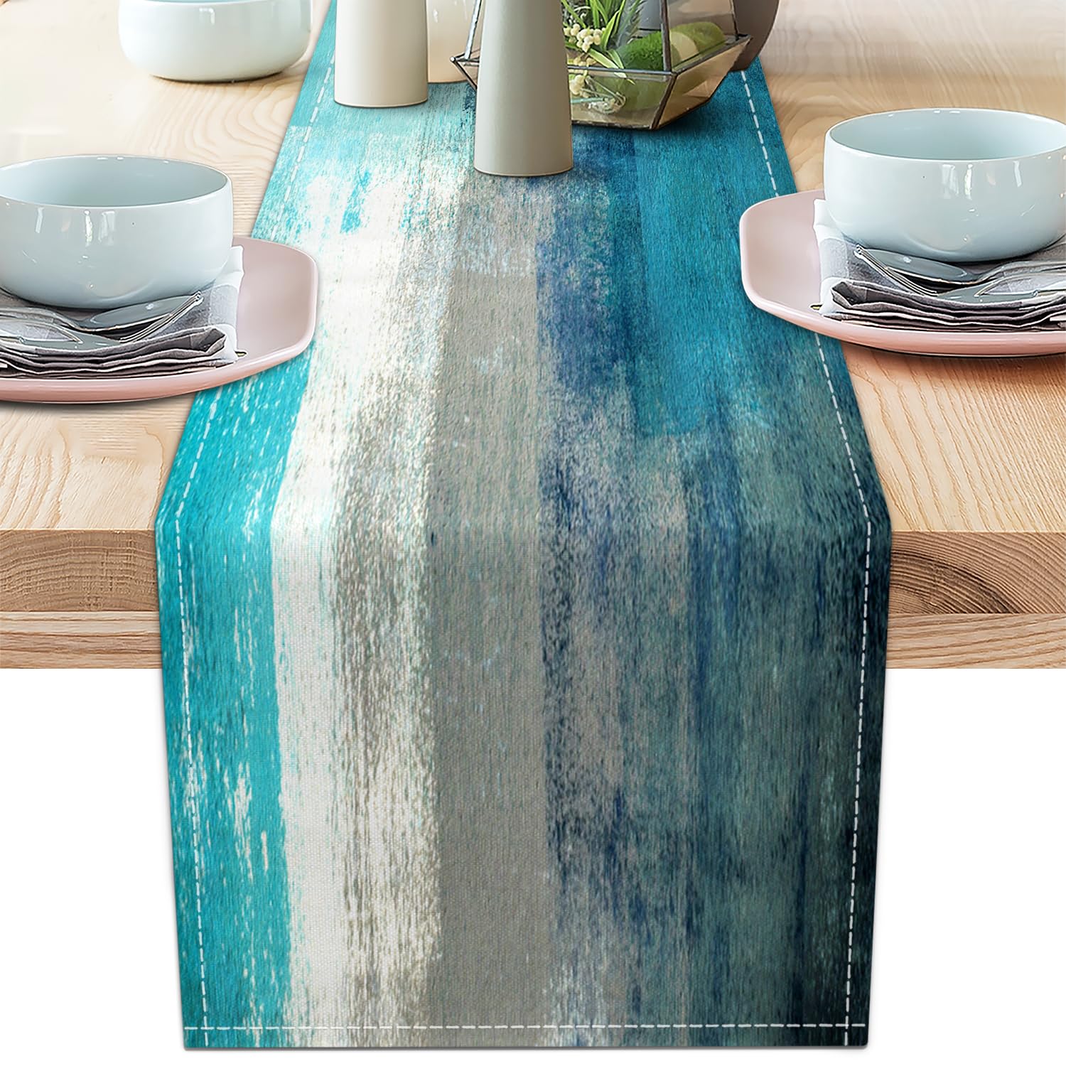AILUER corredor de mesa Teal Grey en estilo moderno para comedor