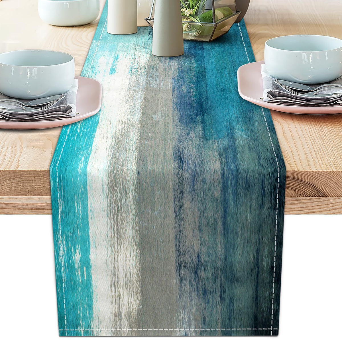 AILUER corredor de mesa Teal Grey en estilo moderno para comedor