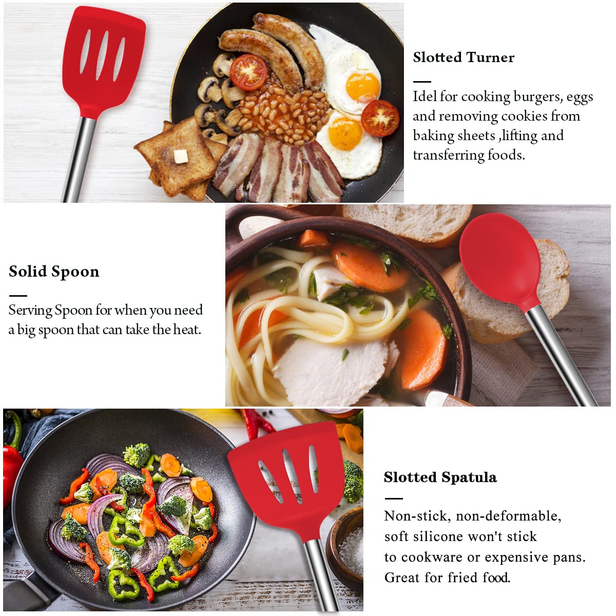 Ailuki servidor de pasta de silicona para servir platos al dente