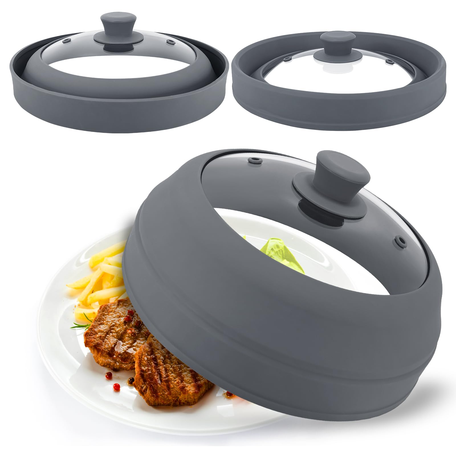 Aimatifi tapa-vidrio-microondas muestra tapa clara para ver la comida y evitar salpicaduras