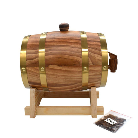 Aimee_JL Barril roble 1.5L con soporte de madera, ideal en cocinas con estilo rústico