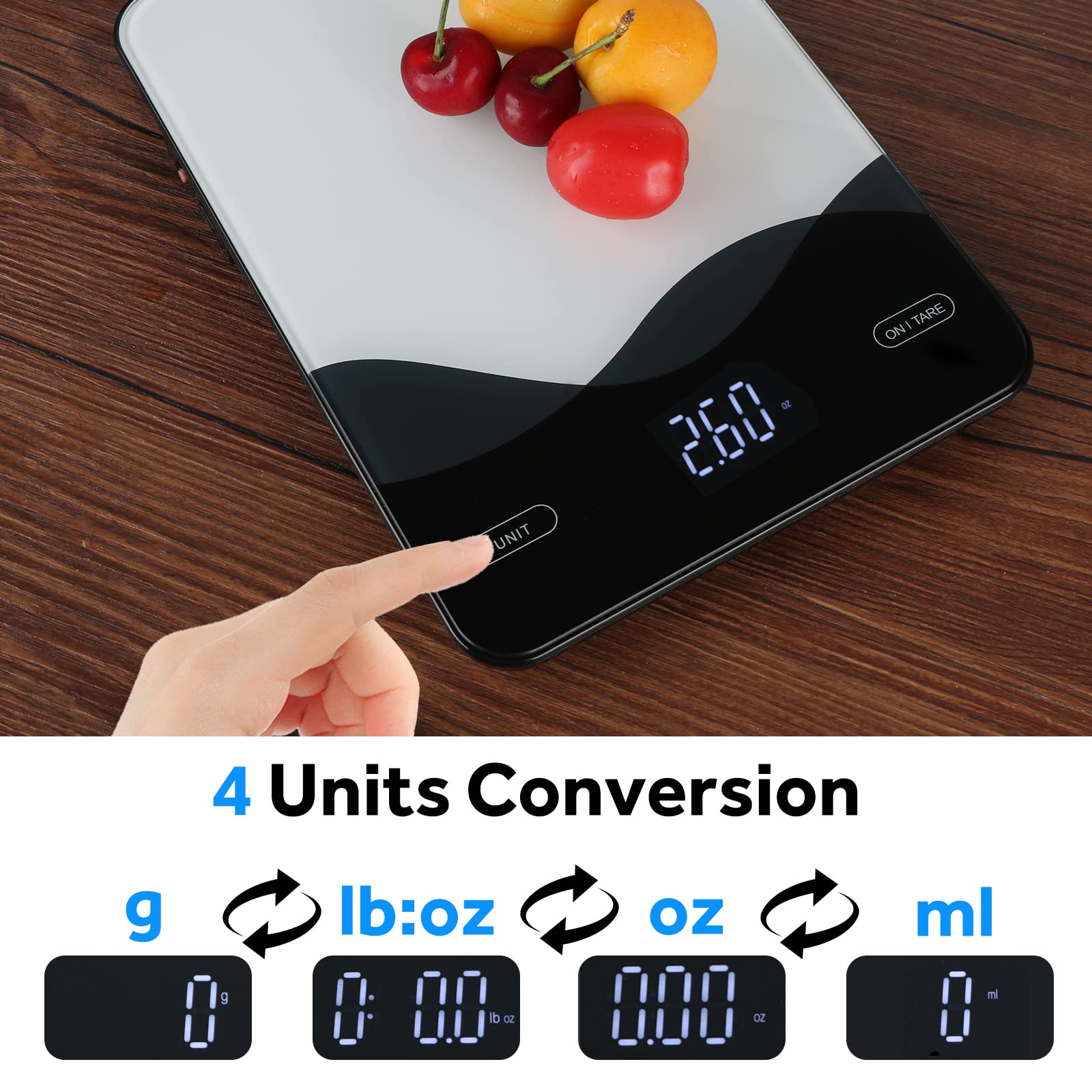 AIMILAR admite gramos, onzas, libras y mililitros para diferentes recetas