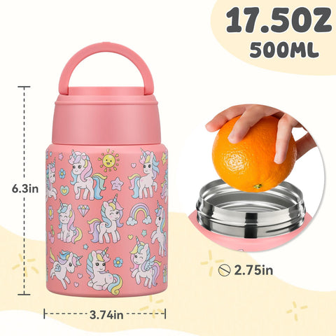 Diseño 3D de unicornio en termo Aimsnk rosado para niños.
