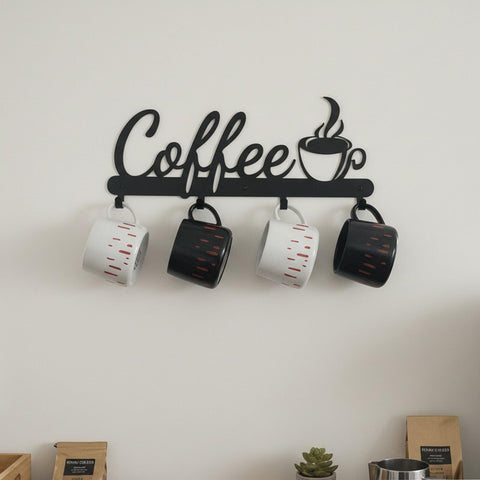 Aimto soporte de pared para tazas de café con 4 ganchos, organización eficiente.