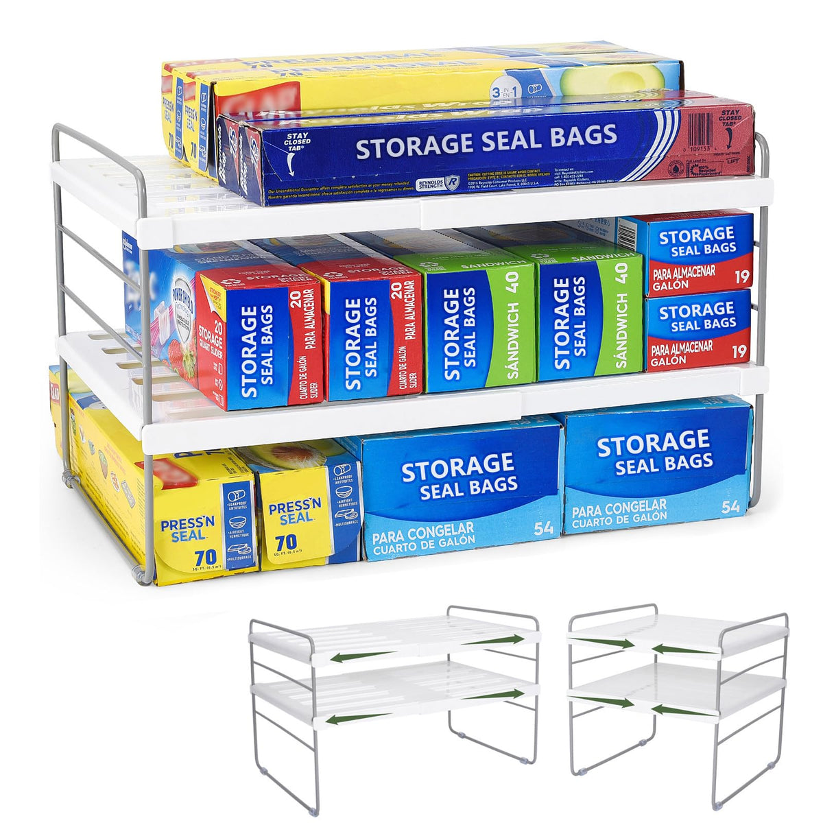 Organizador Aionvidas para envolturas de cocina, con tres niveles para maximizar espacio