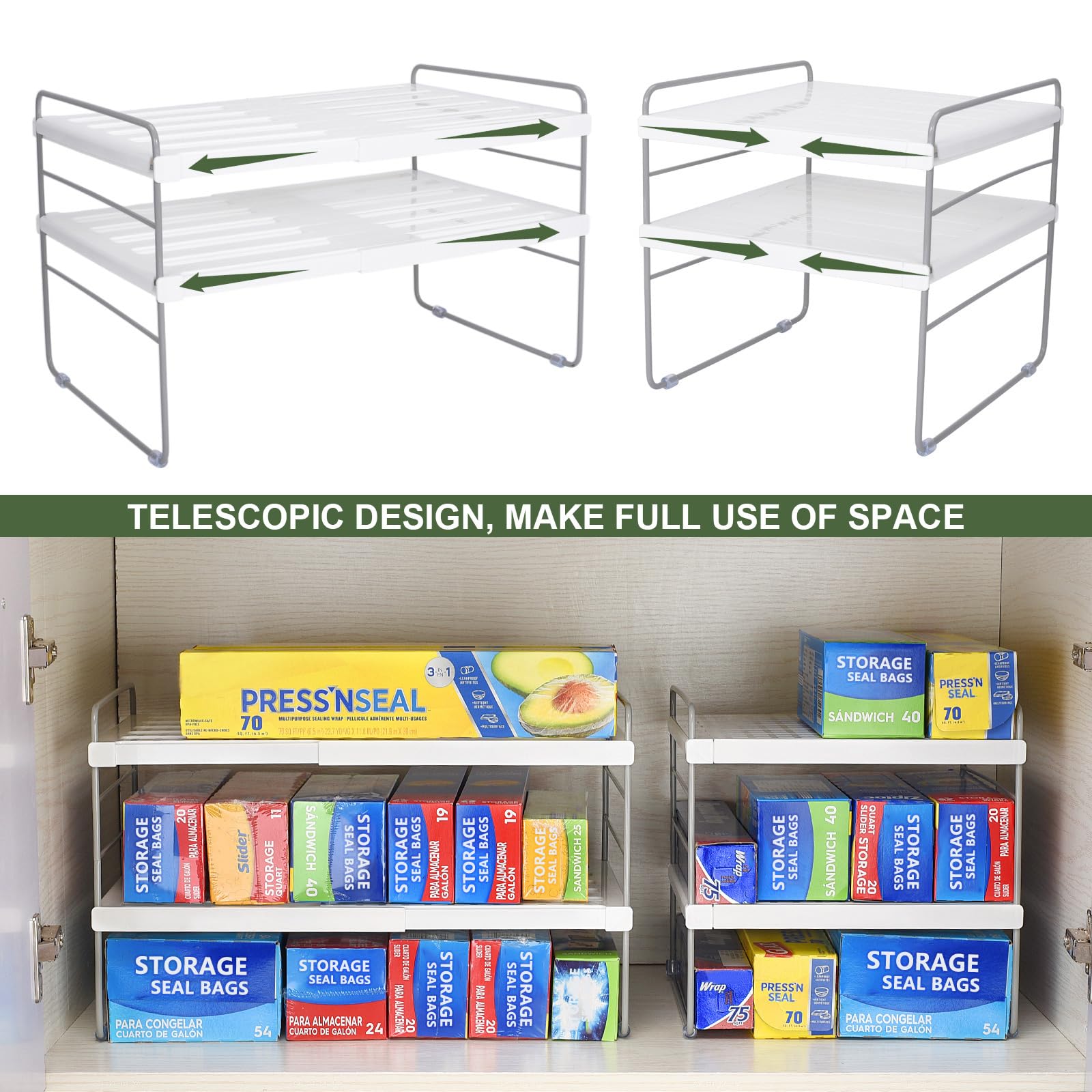 Organizador extendible de Aionvidas para envolturas, ajustable de 9.8 a 15.6 pulgadas