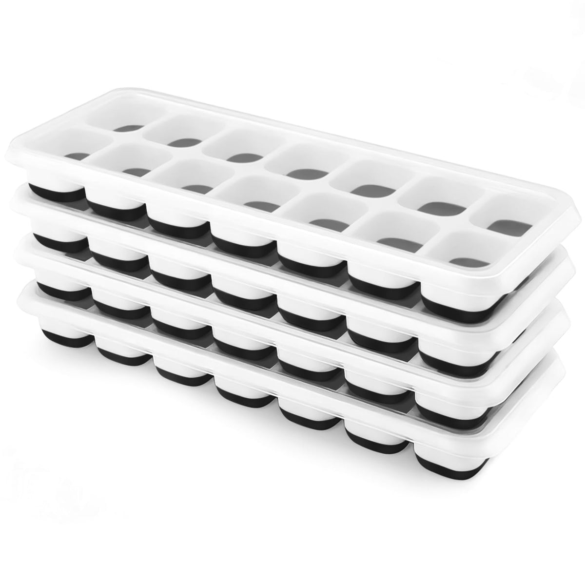 Airabc bandeja de hielo con tapa removible para cubos uniformes y sin derrames.