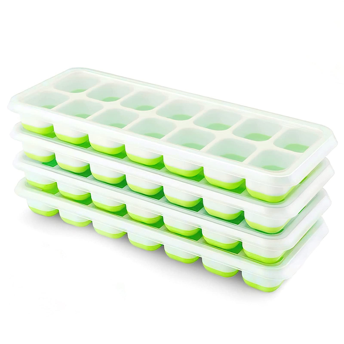 Airabc bandejas hielo silicona 4 piezas con tapa para cubos perfectos sin derrames.