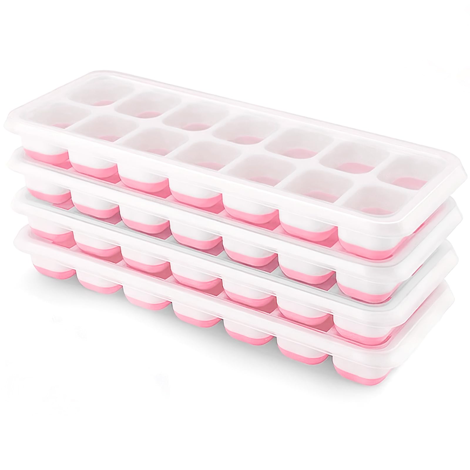 Airabc bandejas de hielo de silicona con tapa removible para 14 cubos