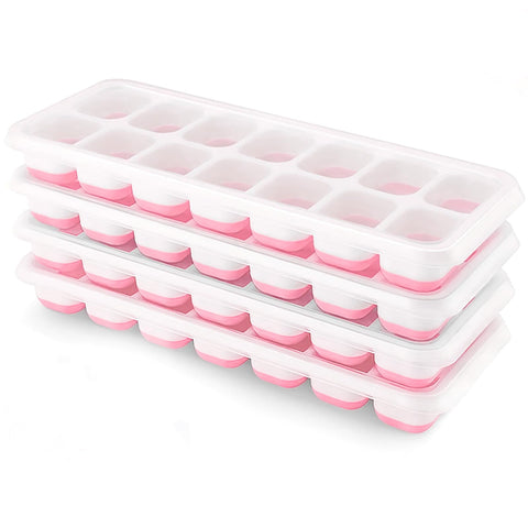 Airabc bandejas de hielo de silicona con tapa removible para 14 cubos