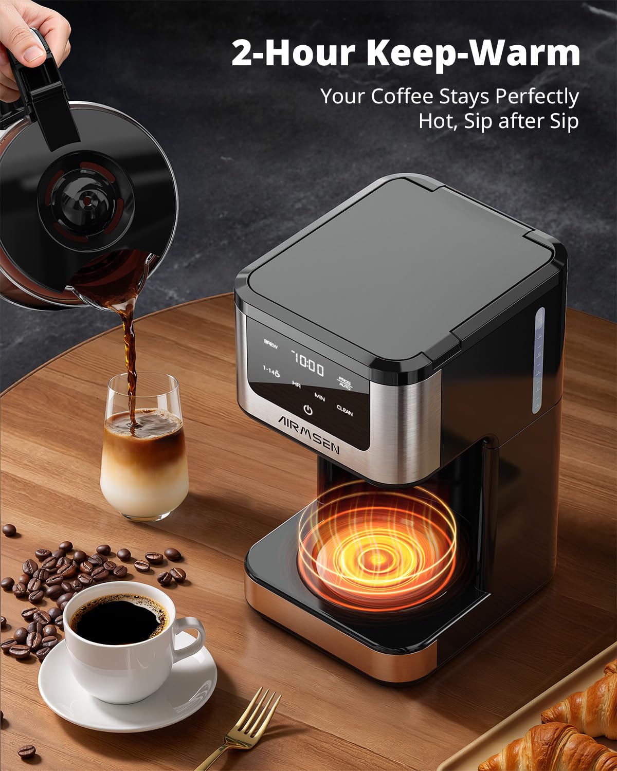 AirMSEN Cafetera inicio diferido 24 h ideal para despertar con café