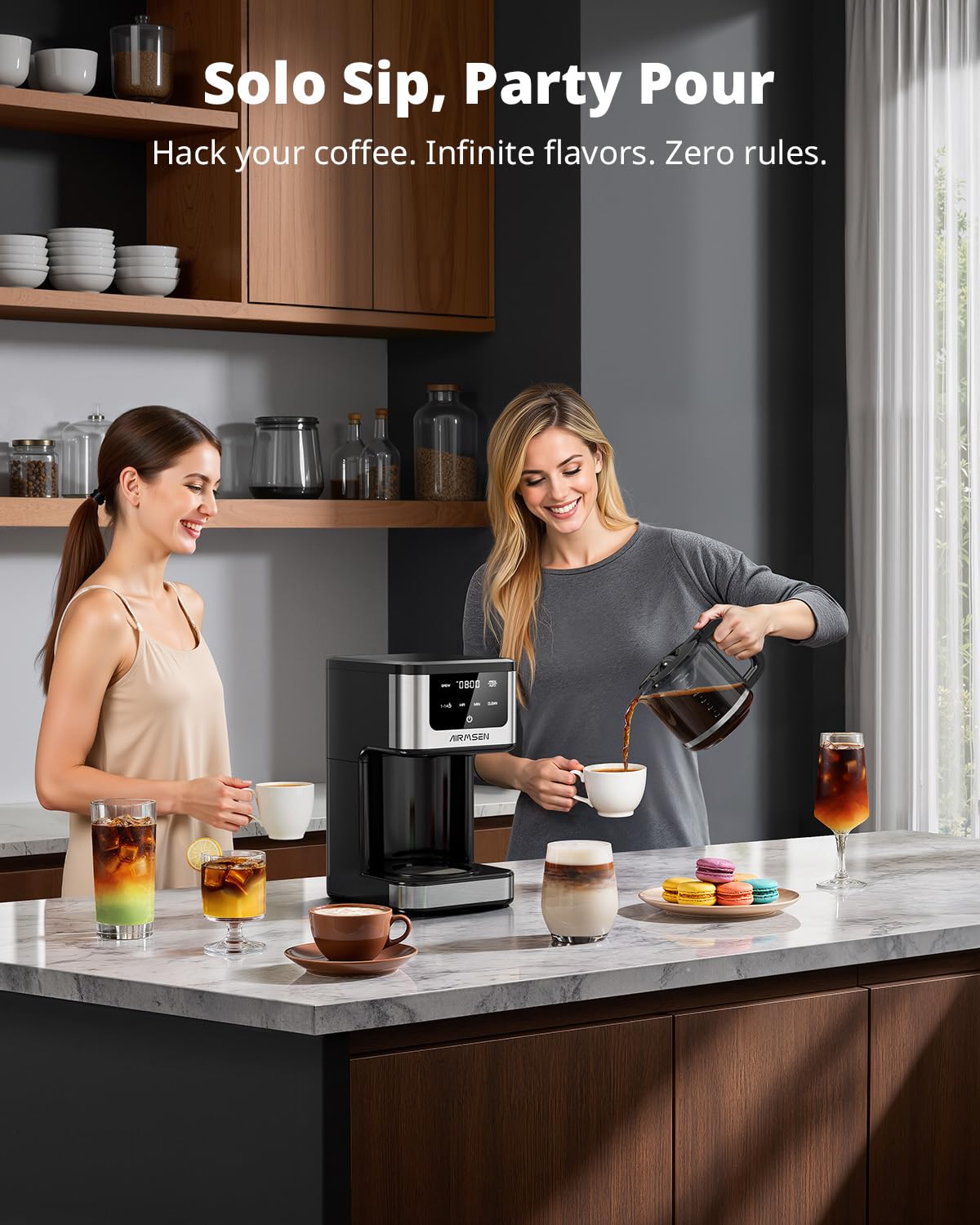AirMSEN Cafetera mantiene caliente 2 h, perfecto para compartir café