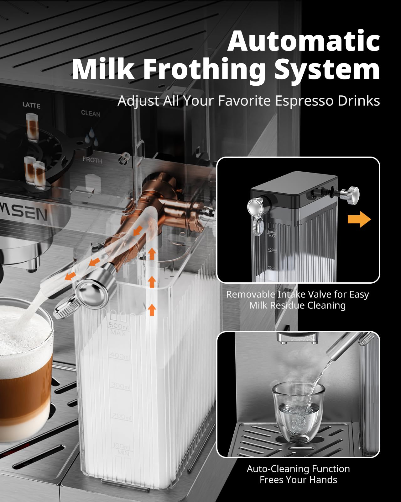 Airmsen máquina expreso 20 bar: extracción intensa y crema estable.