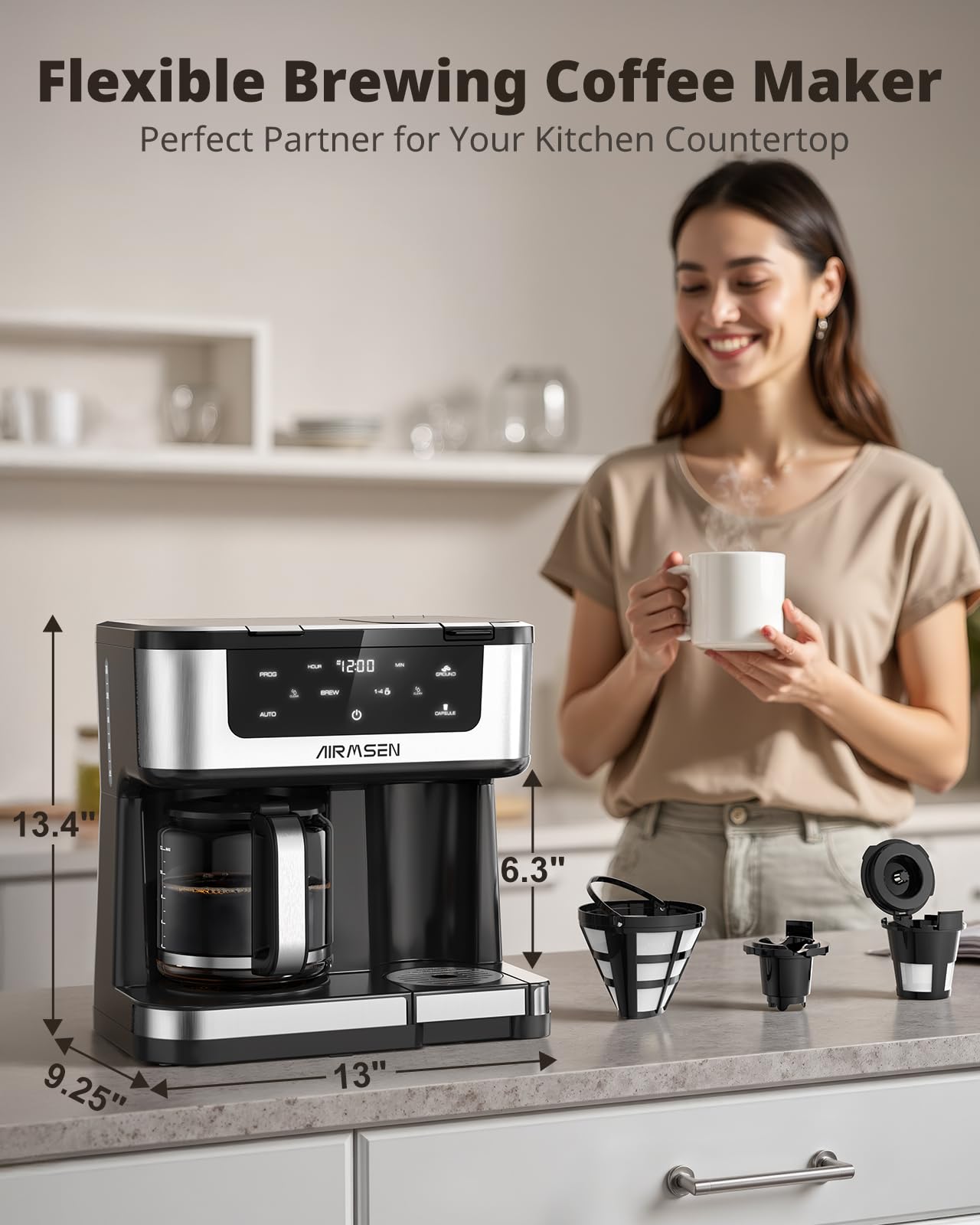 AIRMSEN panel táctil para control intuitivo y personalización de bebidas.