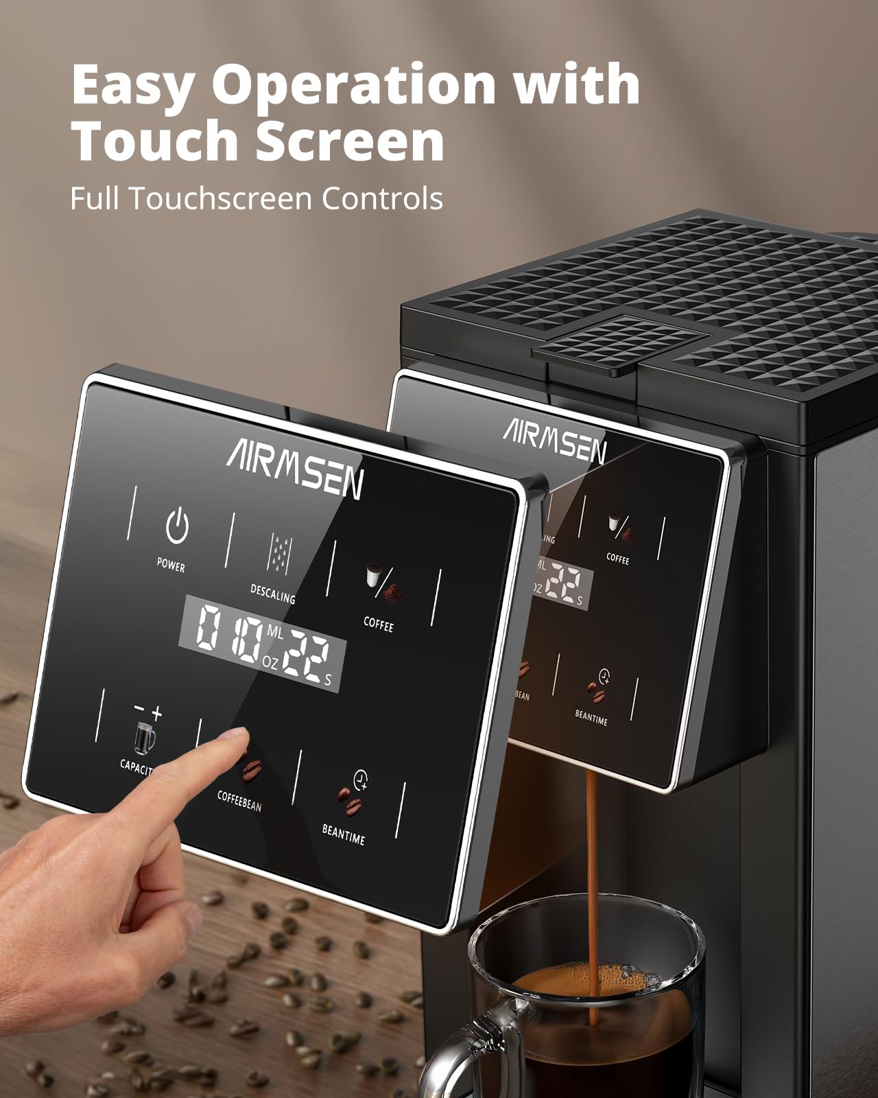 Airmsen prepara cafe americano y otras bebidas con solo presionar.