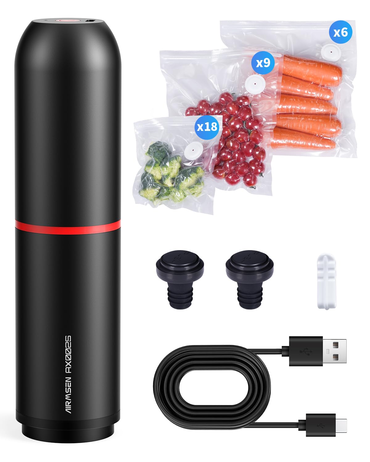 AIRMSEN sellador manual para alimentos mantiene frescos los productos por más tiempo.