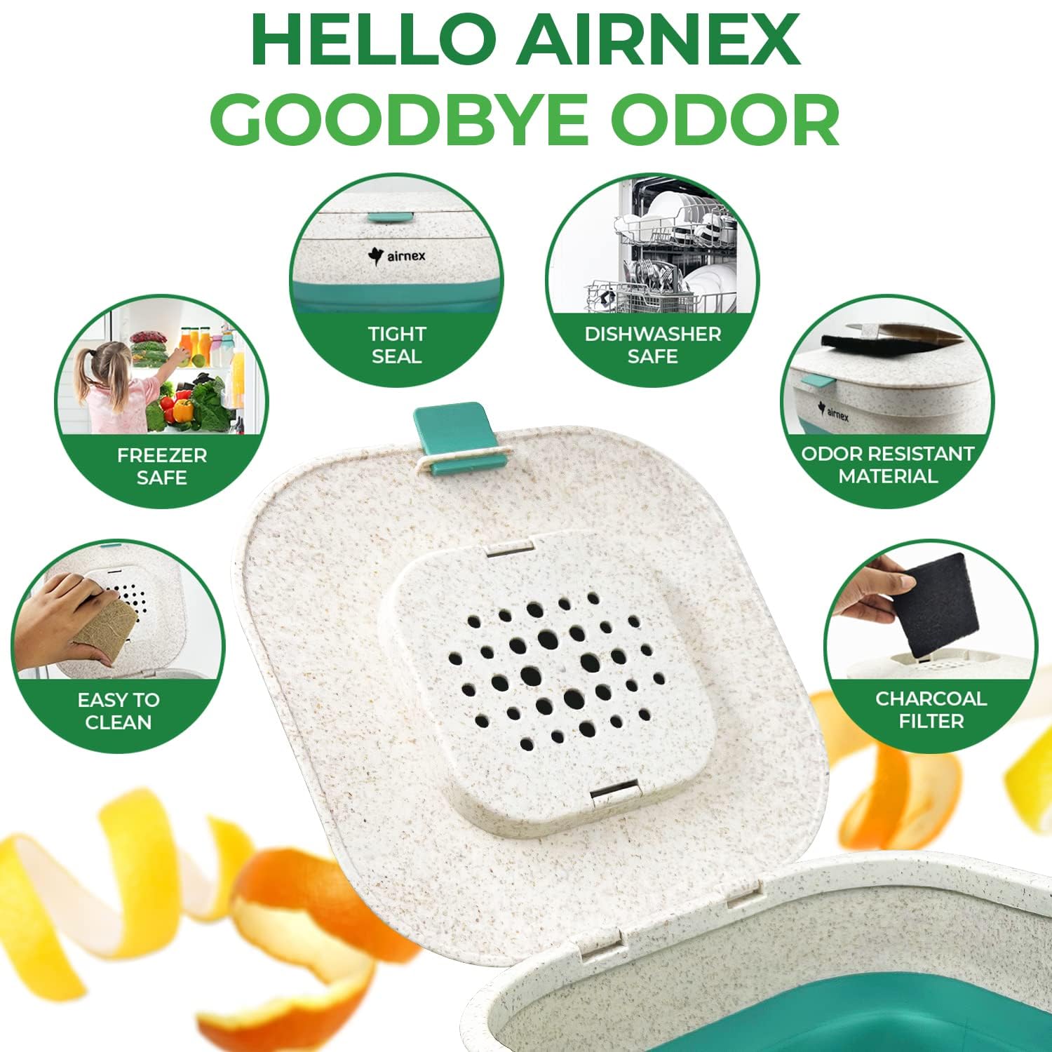 AirNEX bolsas biodegradables para compost, 20 unidades incluidas para almacenamiento limpio.