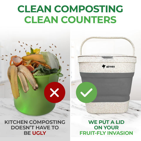AIRNEX filtros de carbono para compost, neutralizan olores en la cocina.