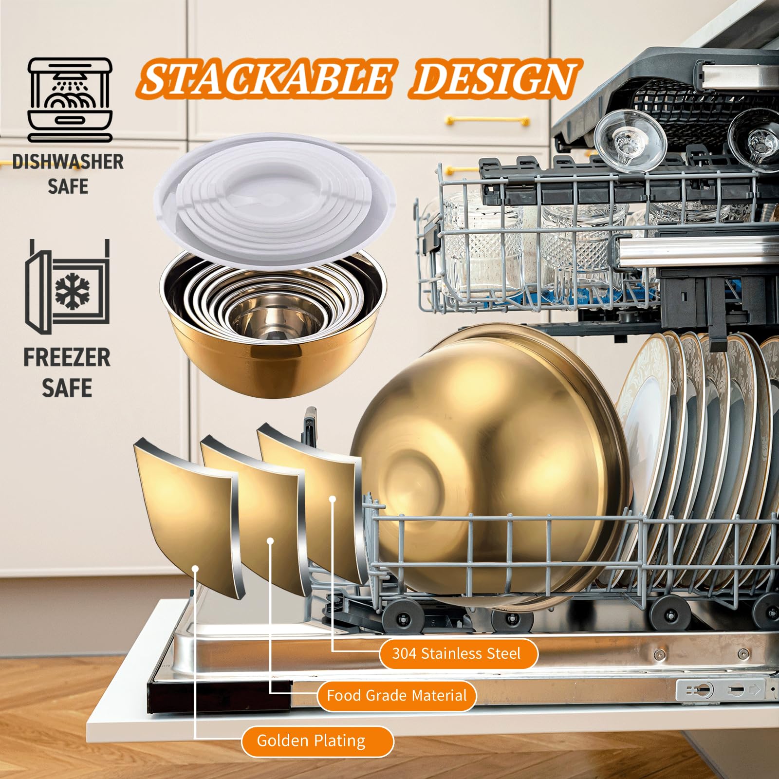 Airney diseño apilable para ahorrar espacio en la cocina.