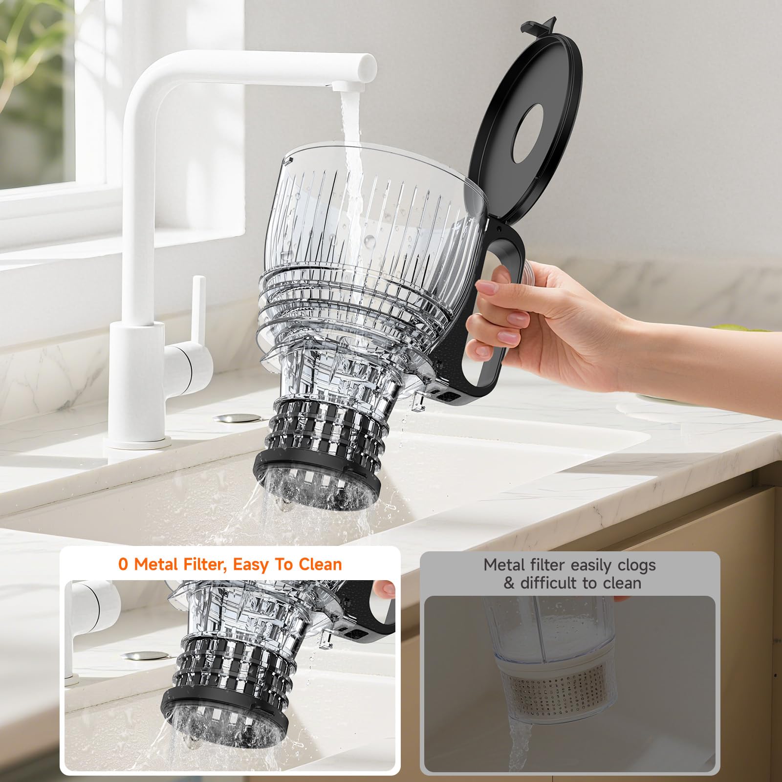 Airpher apto para uso doméstico con verduras y frutas para jugos frescos.