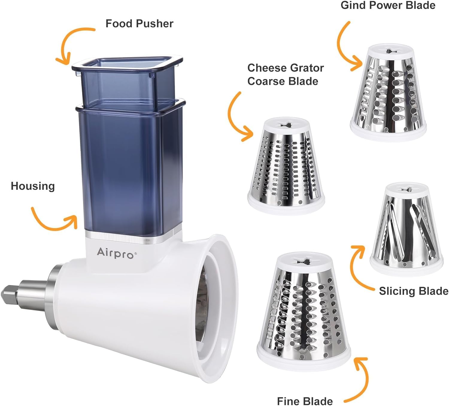 Airpro, accesorios para ensaladas y toppings, cortes uniformes para recetas rápidas.