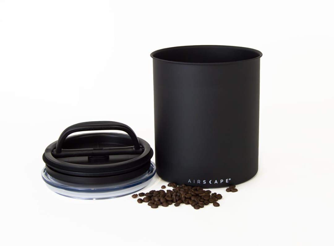 AirScape Lata de Café con válvula bidireccional reduce humedad y mejora frescura.