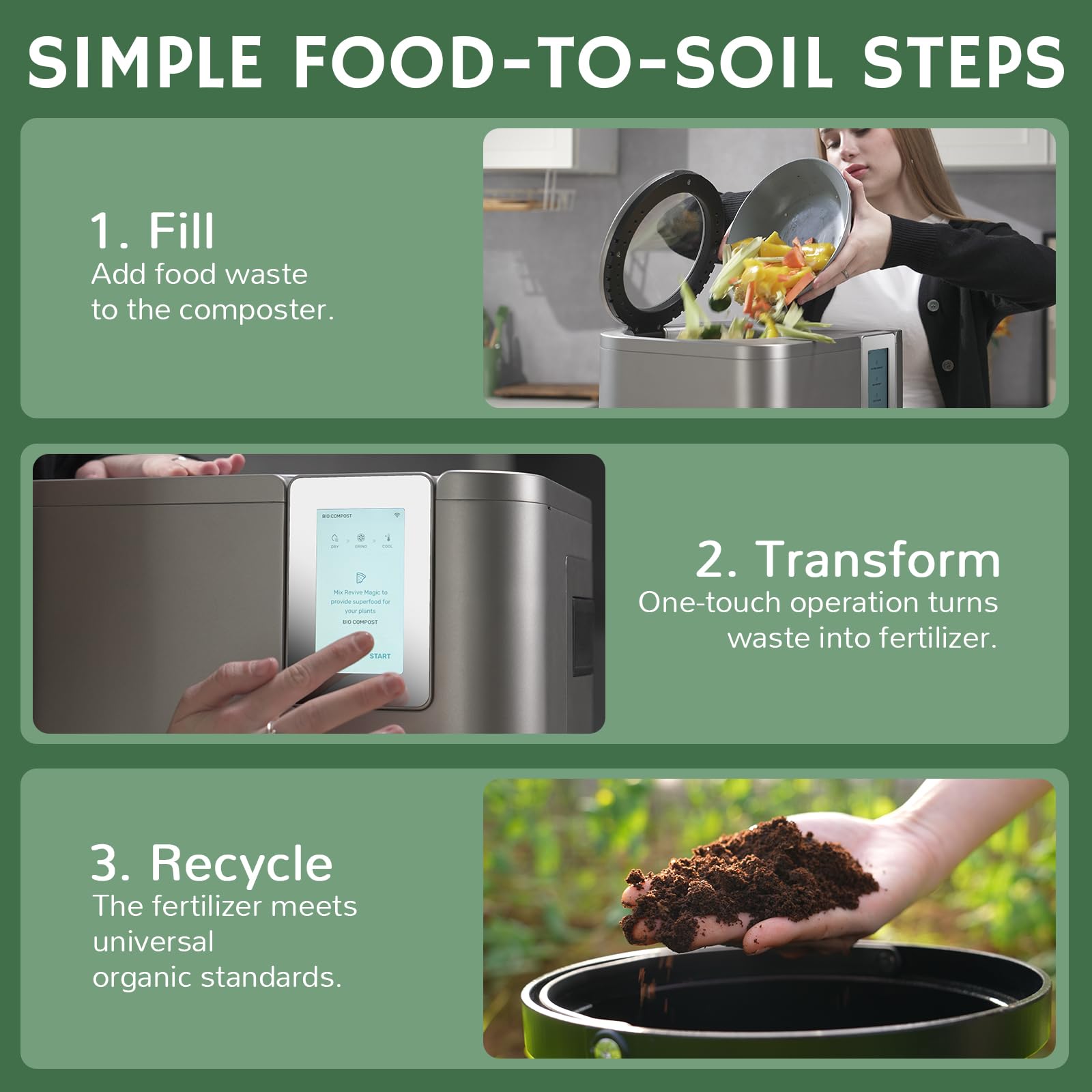 Filtro de carbono biodegradable elimina olores para una cocina fresca.