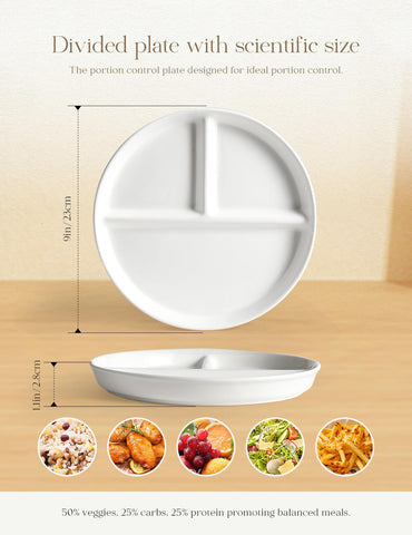 AISBUGUR plato porciones tres compartimentos facilita separar verduras, carbohidratos y proteína