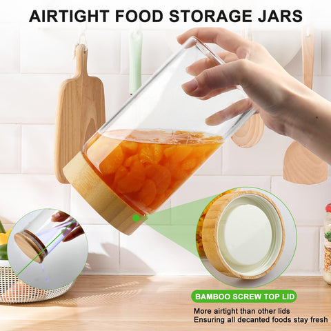 AISIPRIN jarras de 27oz con tapa de bambú, almacenamiento seguro de snacks.