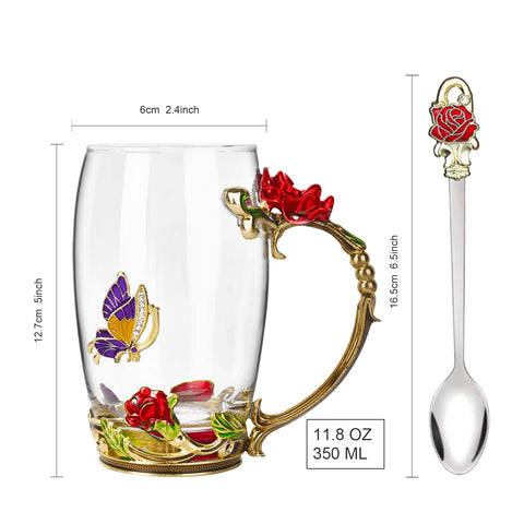AISVELDY Detalle en relieve de rosa en la taza para decoración elegante.
