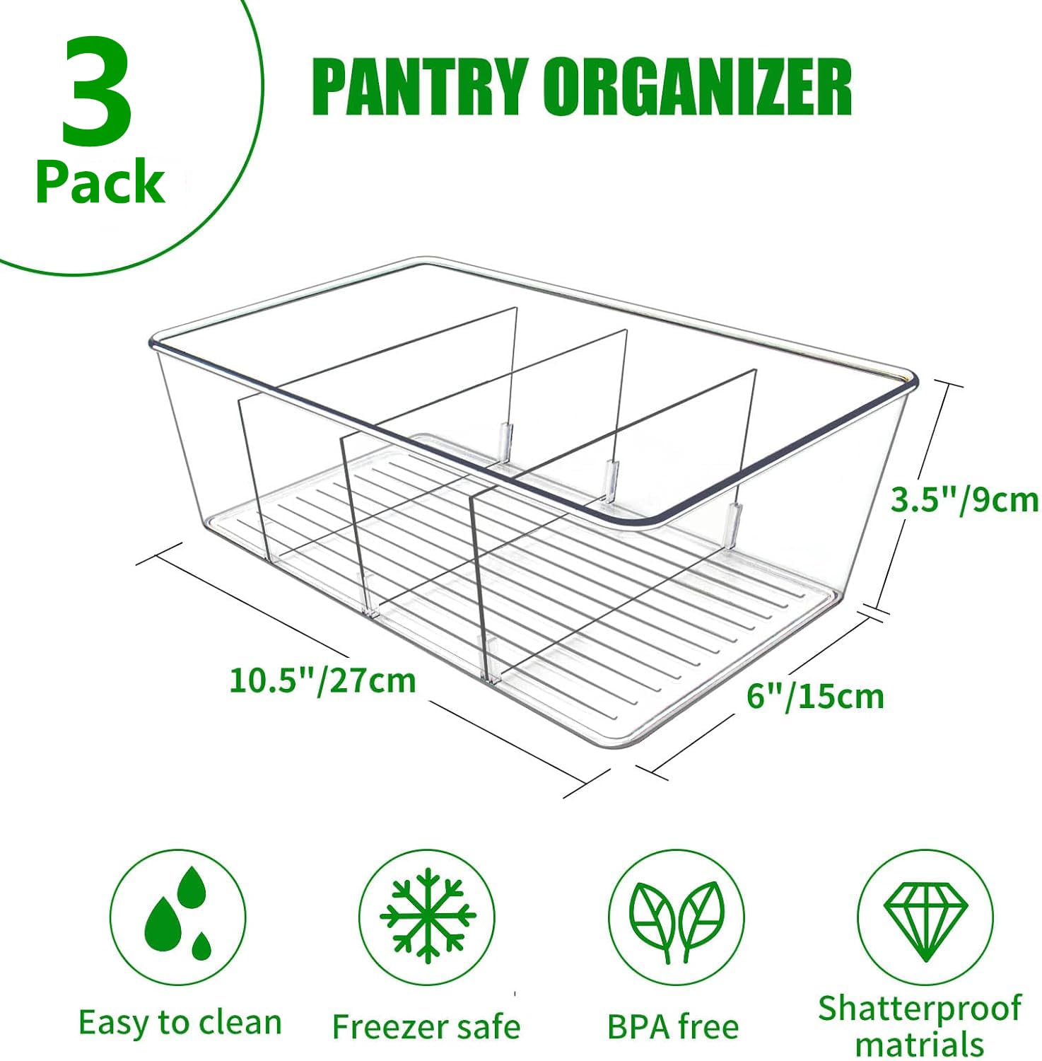 AITOPMART organizadores despensa 4 compartimentos con configuración flexible
