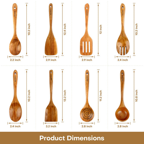 AIUHI utensilios de madera teca, anti-rayones para sartenes y superficies delicadas