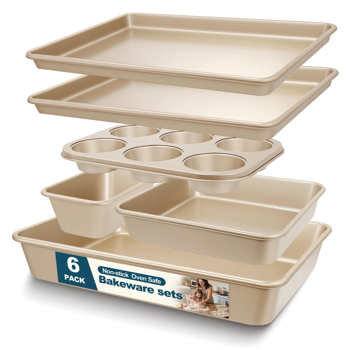 Bandeja para galletas AIVIKI con recubrimiento antiadherente para hornear sin pegar