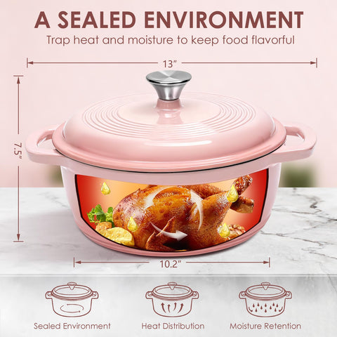 Olla AIVIKI hierro esmaltado 5qt interior claro facilita monitorizar dorado