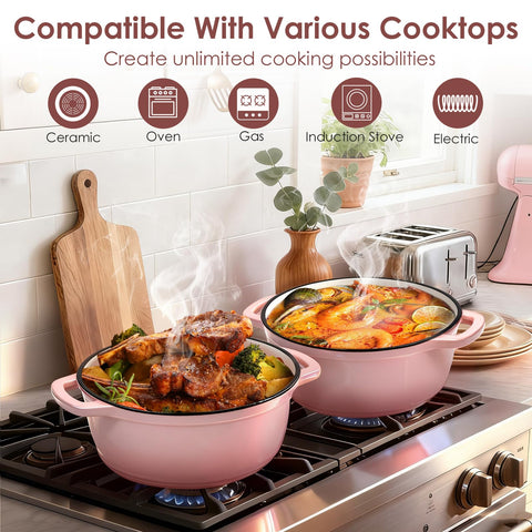 Diseño rosa de la olla AIVIKI para cocina y mesa con estilo