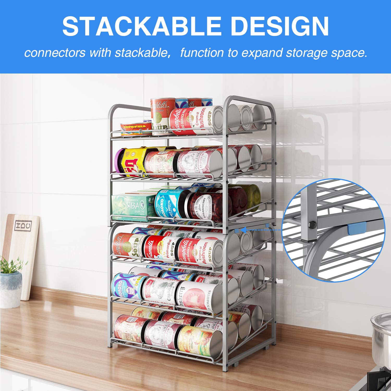 AIYAKA organizador de latas tres niveles, ensamblaje sencillo sin herramientas.