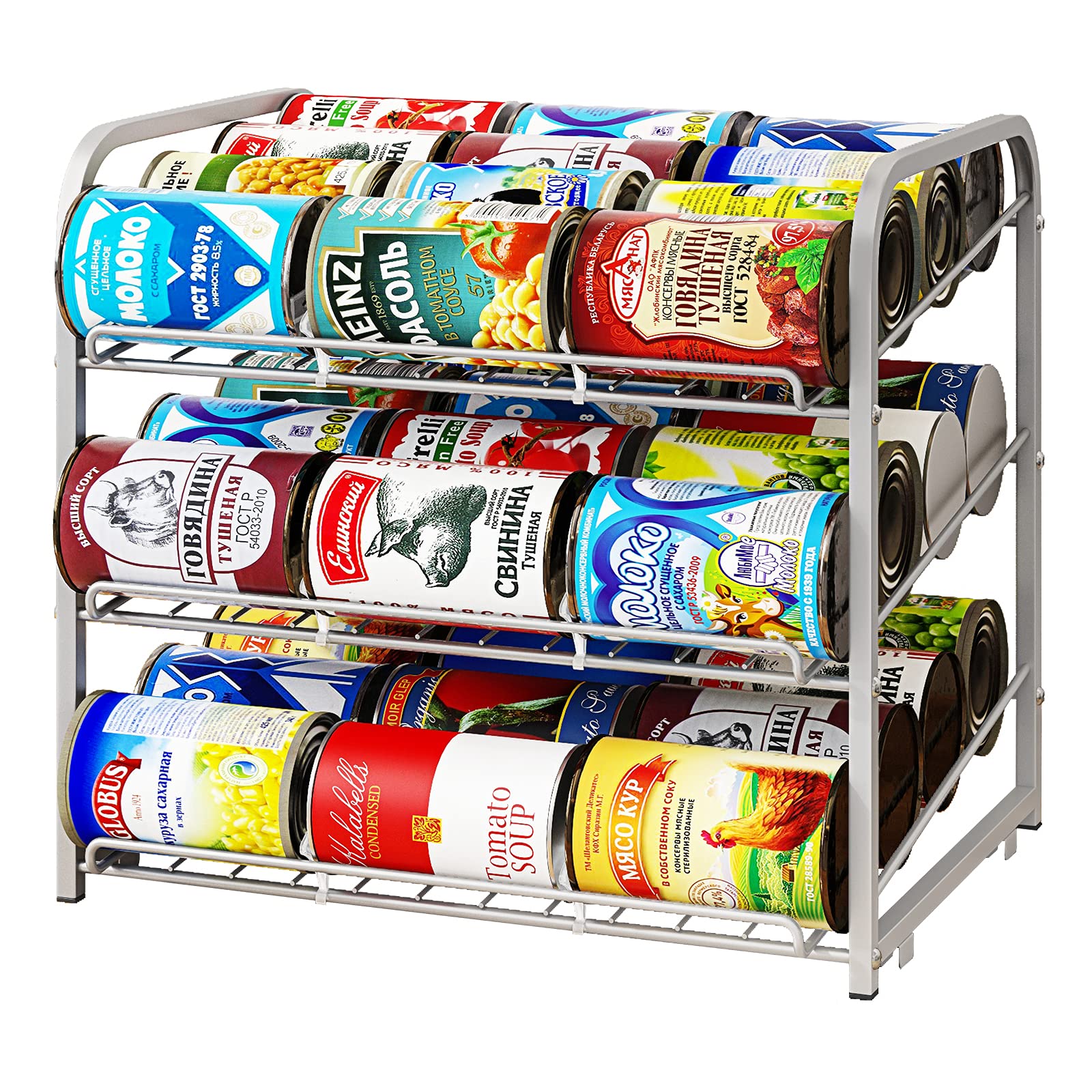 AIYAKA organizador de latas tres niveles, frente: acceso rápido a 36 latas.