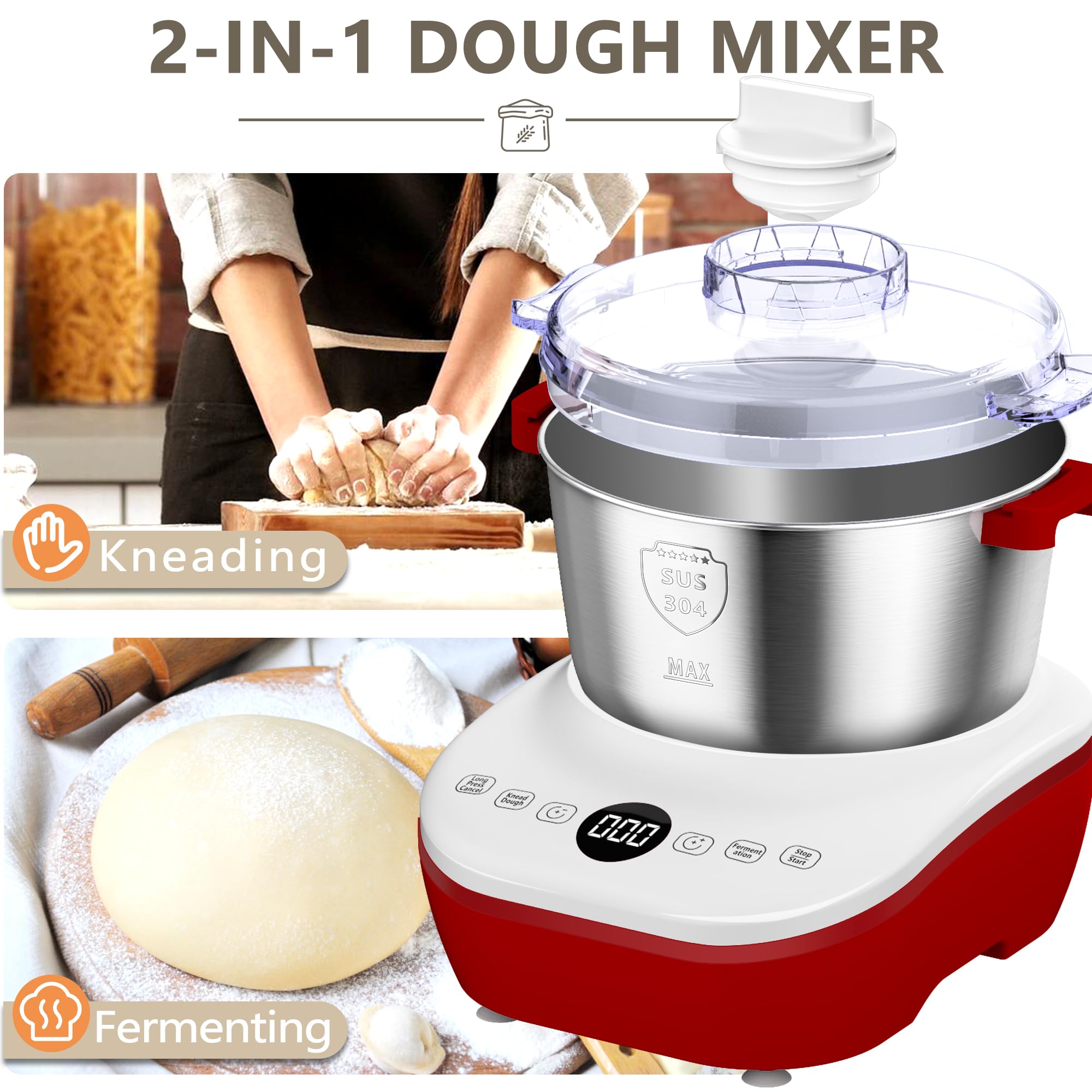 AIZIYO DoughChief pantalla táctil para control fácil y preciso.