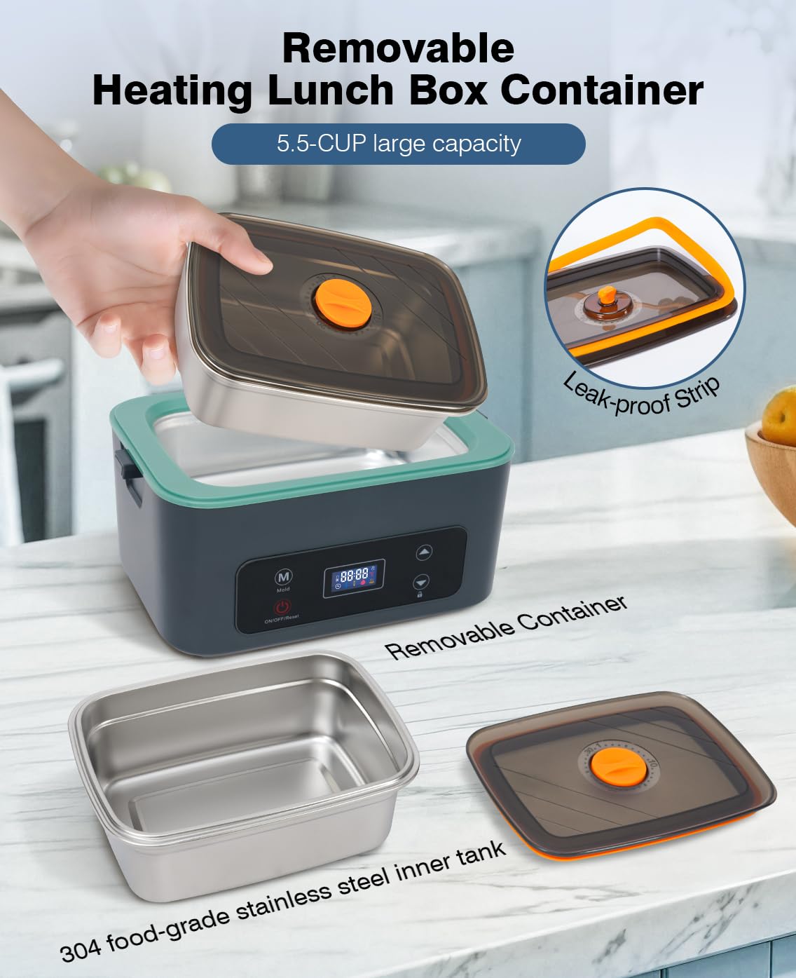 AIZOCO Lunch Box calentamiento en 5 lados garantiza calentamiento uniforme
