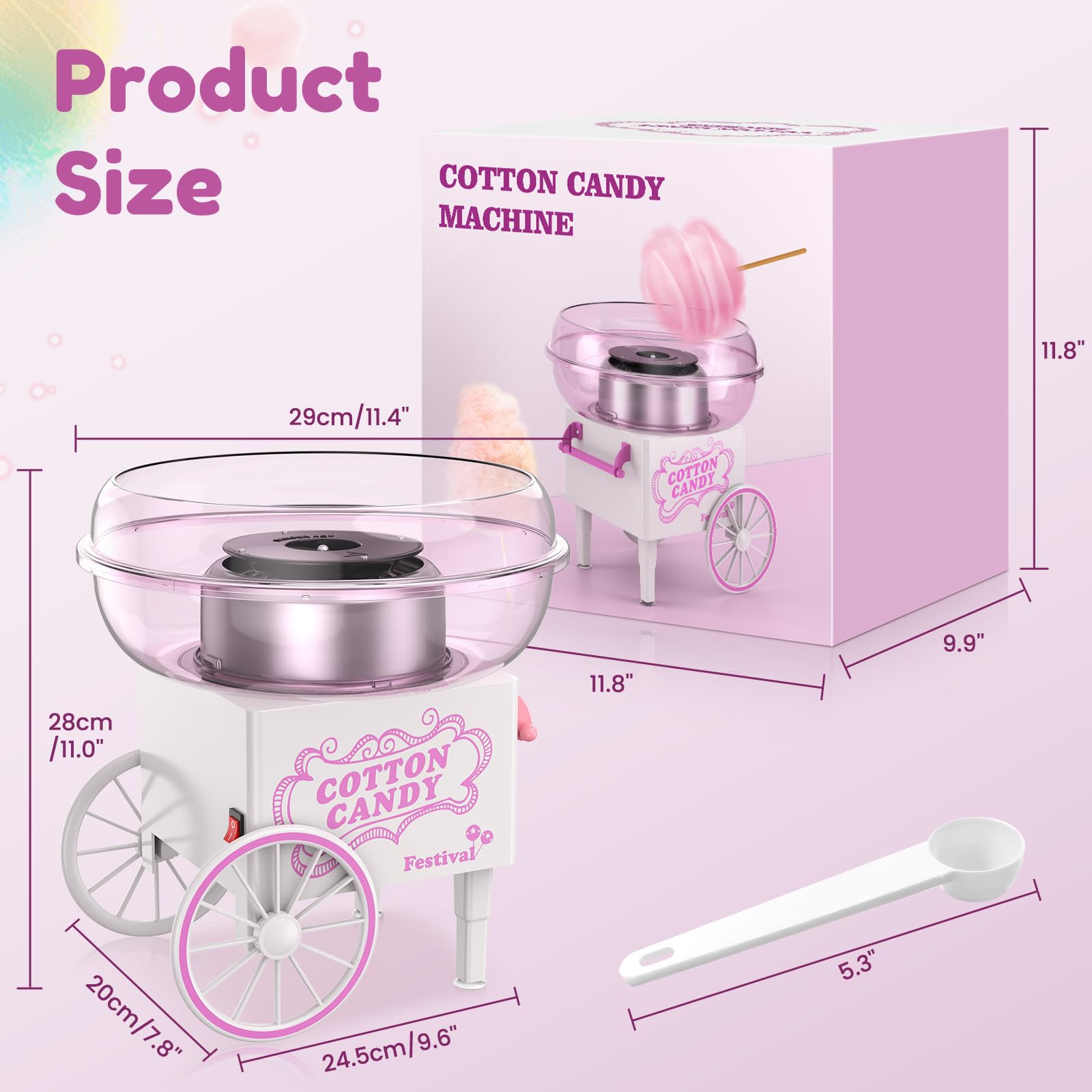 Ajgvq máquina algodón mini detalle tapa, diseño seguro para niños.
