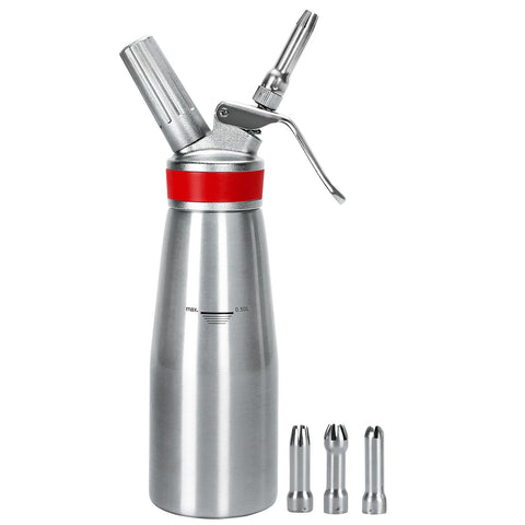 Ajimy dispensador de nata 500 ml con cuerpo de aluminio para cremas esponjosas.