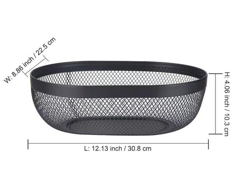 Cesta AJIODA de malla ovalada negra; ideal para frutas y verduras frescas.