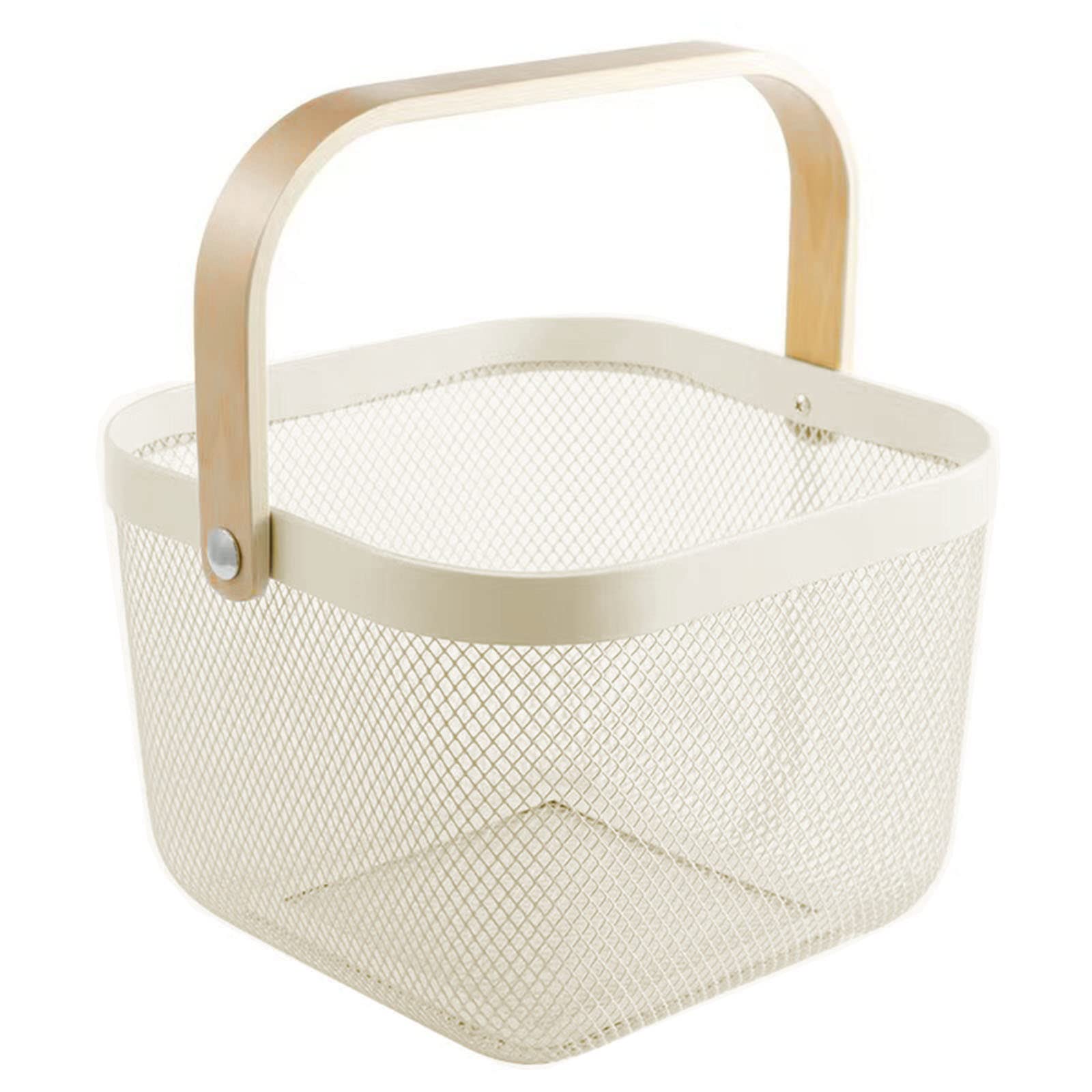 Cesta AJIODA de malla metálica para cocina, ideal para frutas y utensilios.