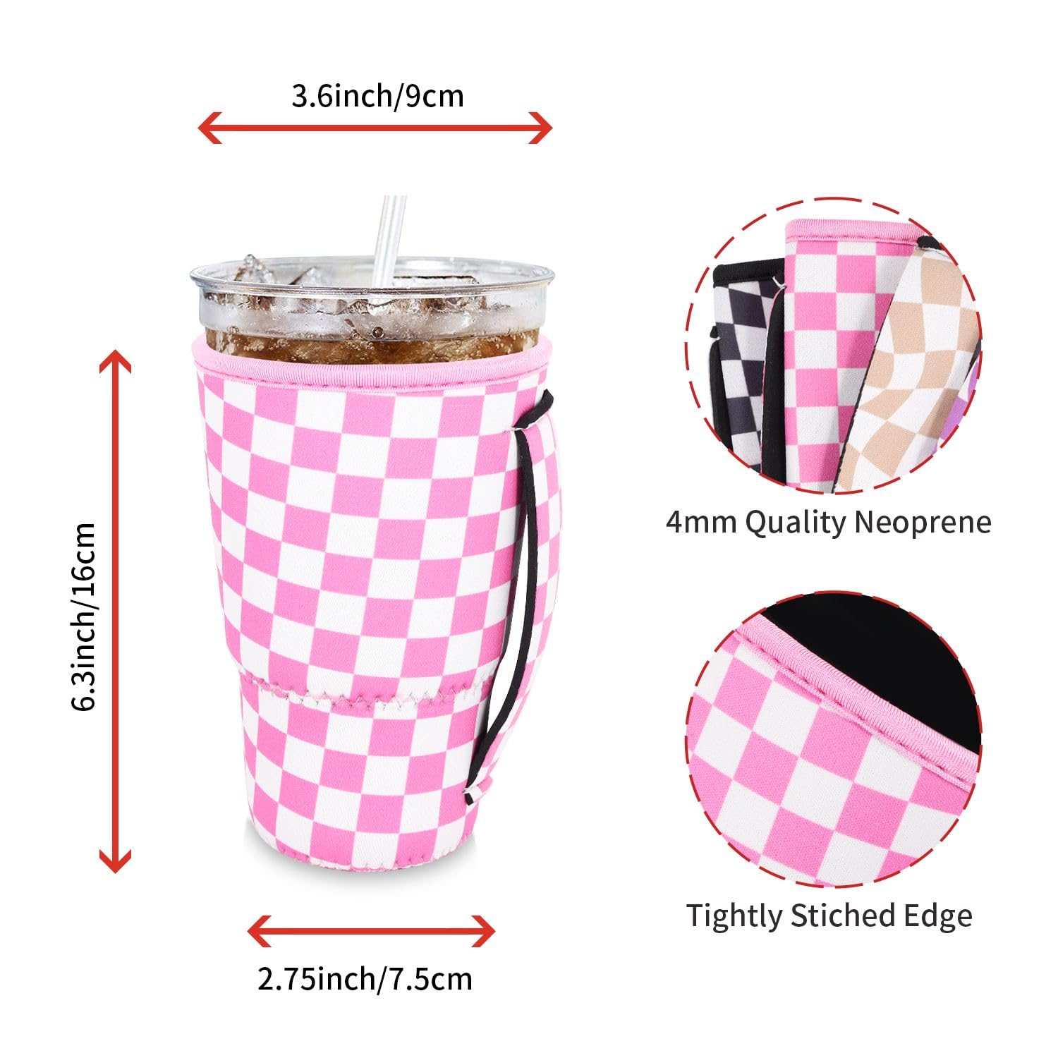 AJLTPA funda con diseño checkerboard, aislamiento eficiente para bebidas.