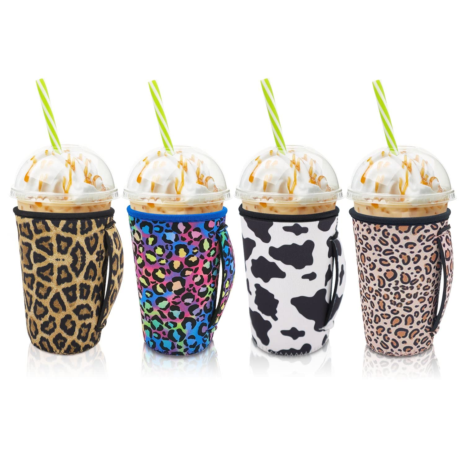 AJLTPA funda aislante con asa, patrón animal, agarre cómodo para bebidas frías