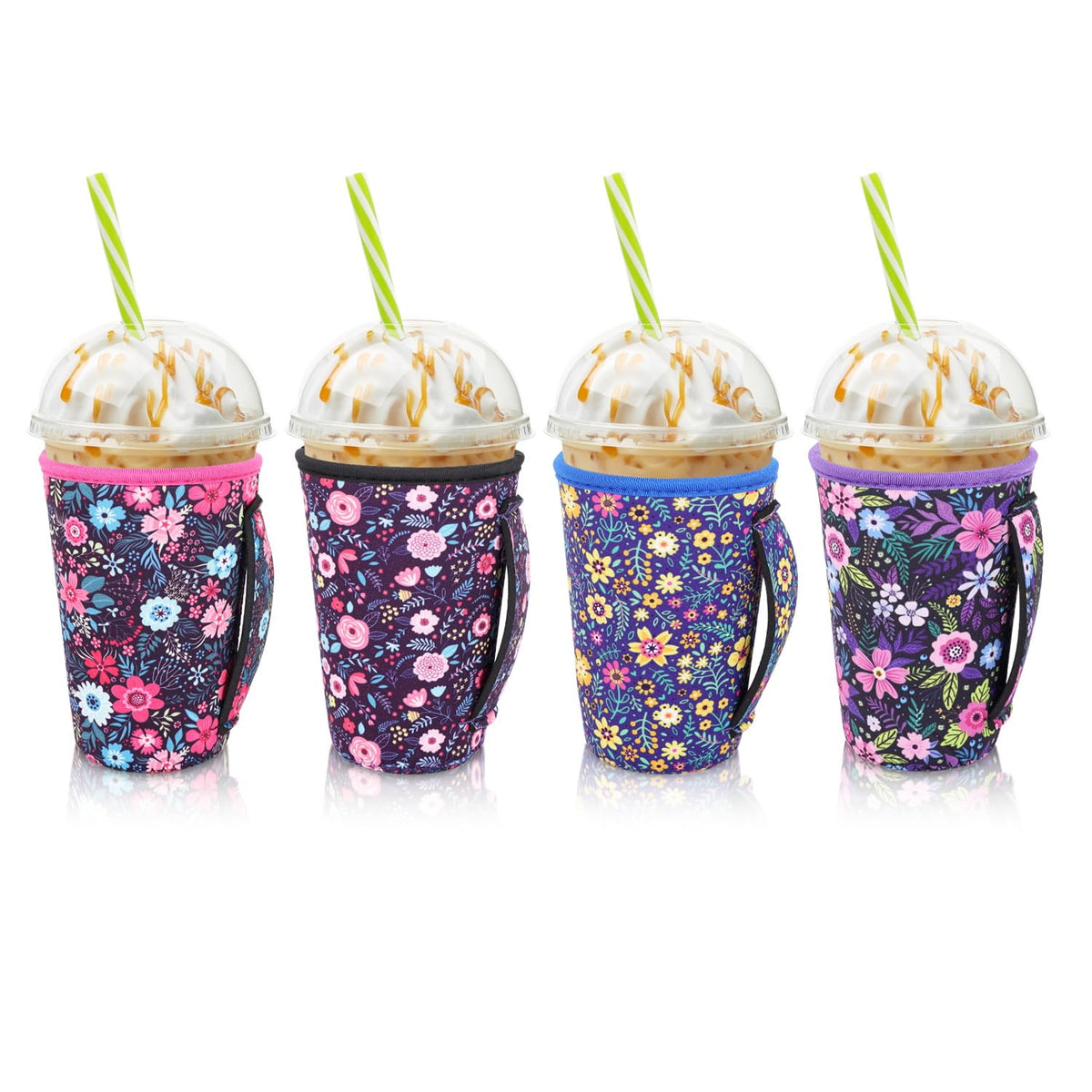 Funda AJLTPA de neopreno para café 22-24oz con flor, mantiene frío y evita condensación.