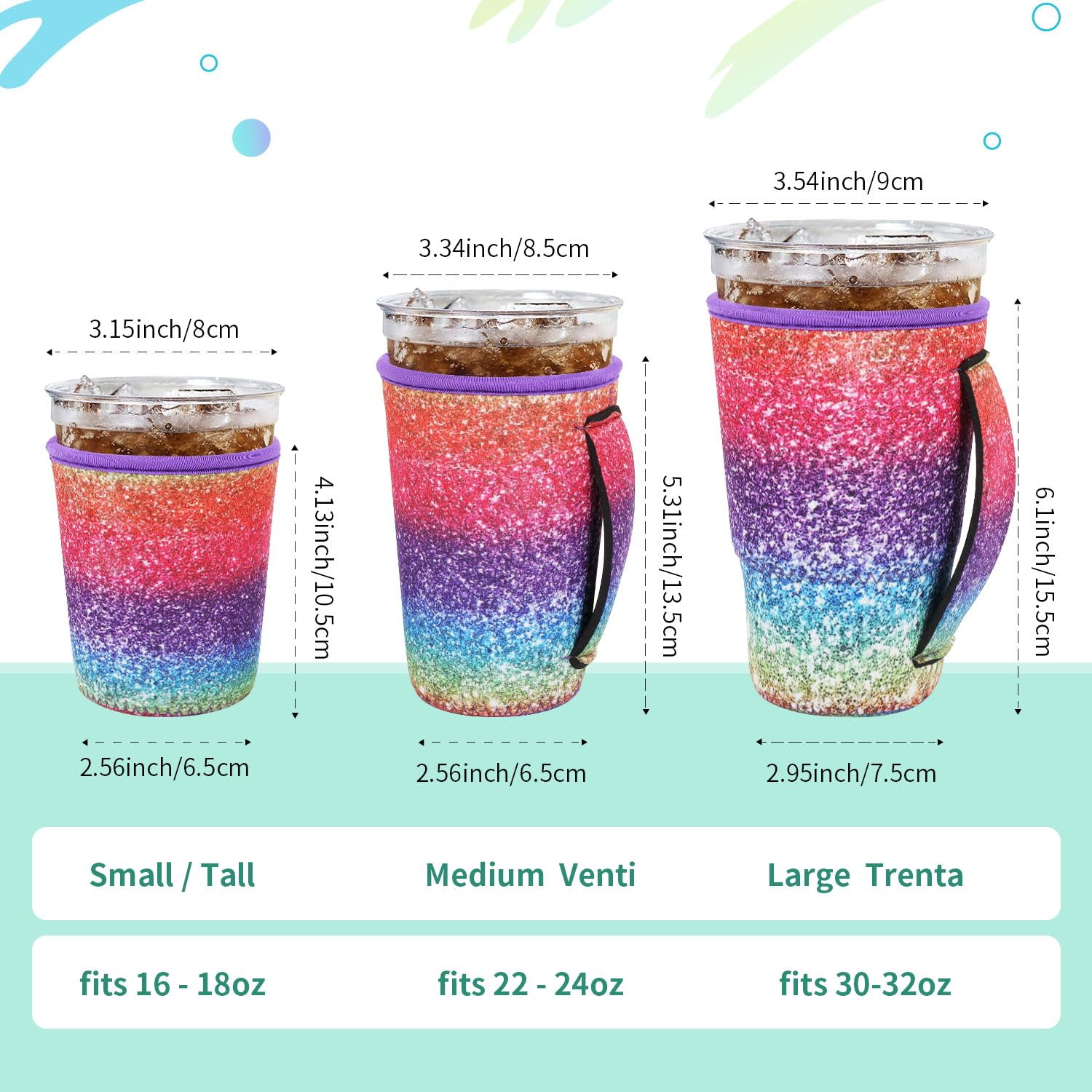 Manga aislante AJLTPA 22-24 oz con asa, agarre seguro al llevar bebidas.